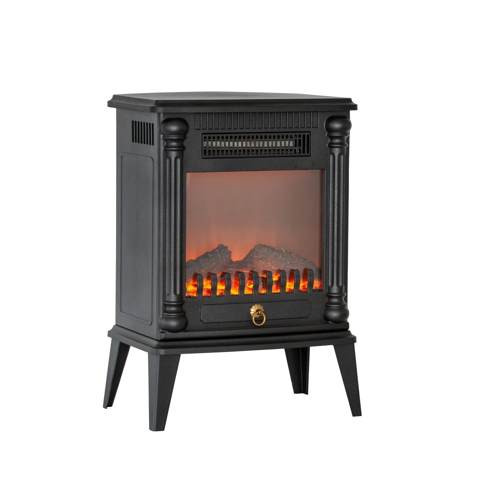 Electric Log Fireplace Heater with Overheat Protection - Flea Market